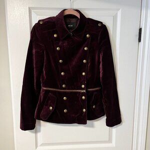 Red Velvet Cropped Blazer Military Style with Zippers and Buttons Jacob Size XS